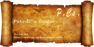 Petrás Csaba névjegykártya